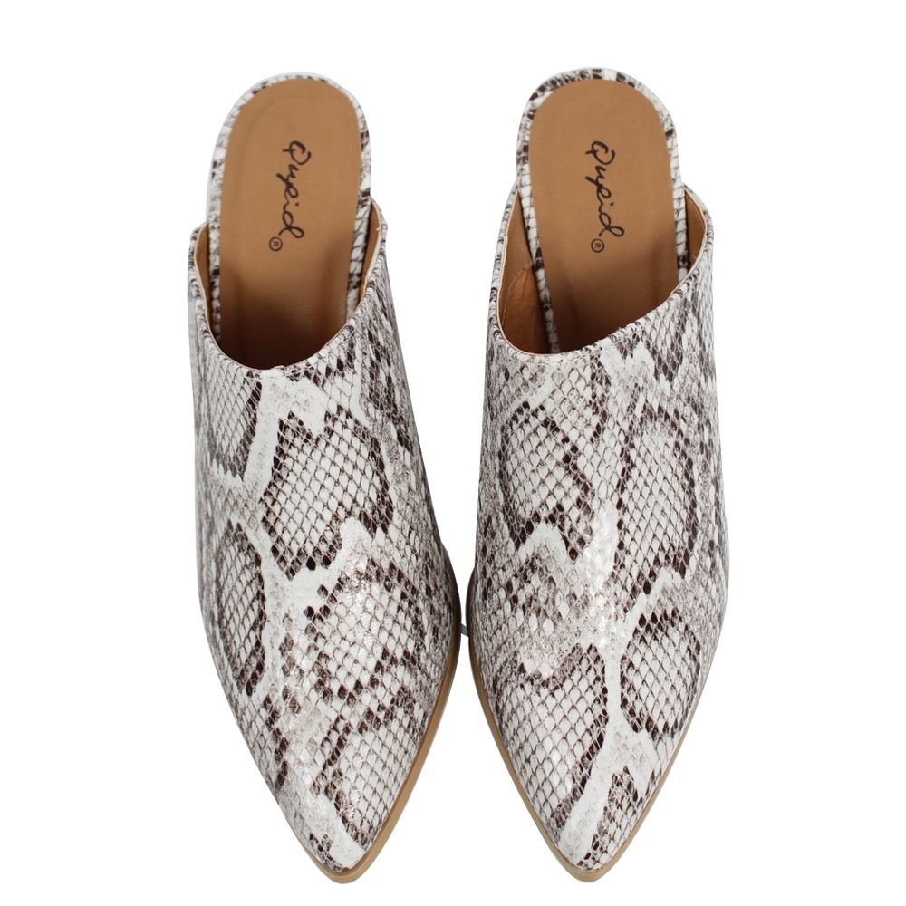 Snake Pointy Toe Stacked Block Heel Mule Sanda - image 6